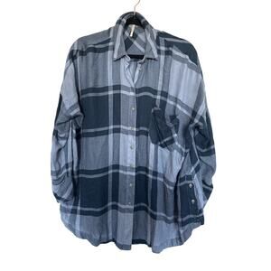 Free People Rainy Day Plaid Tunic in Dark Blue, XS